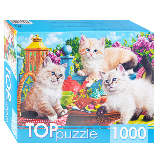 Пазлы 1000 TOPpuzzle "Котята и чаепитие"