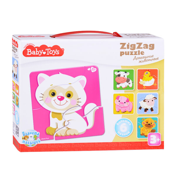 Пазлы макси ЗИГЗАГ "Домашние животные" BABY TOYS (18 эл)