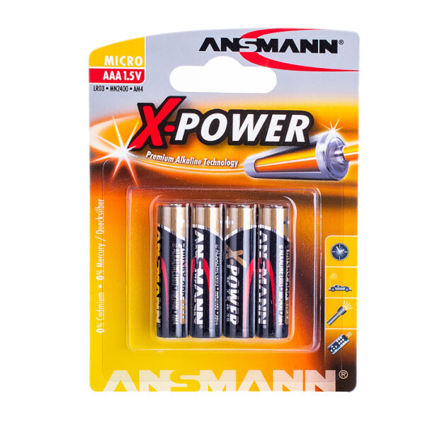 Батарейки алкалиновые ANSMANN X-POWER 5015653 LR03 BL4