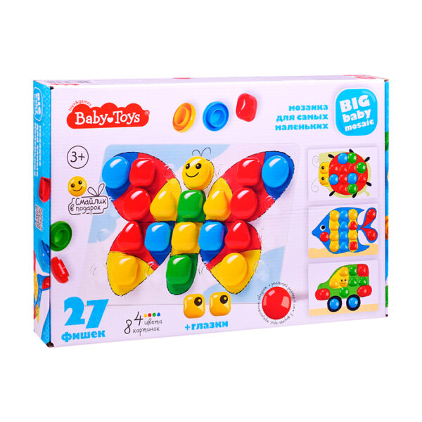 Мозаика для самых маленьких "Бабочка" d40/4 цв/ 27 эл BABY TOYS 4