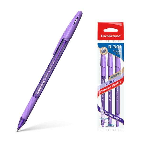 Ручка шариковая R-301 Violet Stick&Grip 0.7, цвет чернил фиолетовый