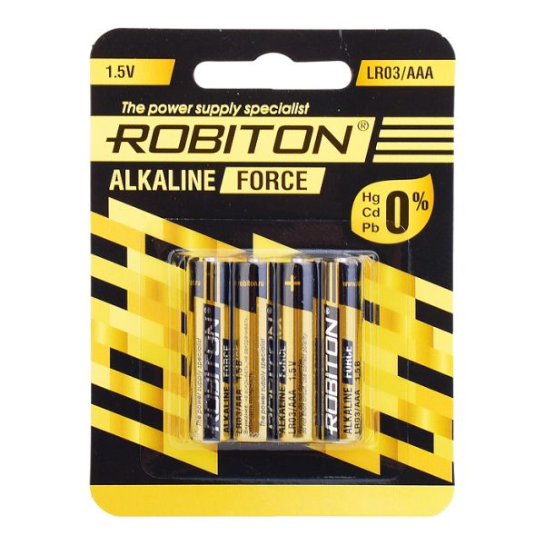 Батарейка алкалиновая ROBITON FORCE LR03 BL4