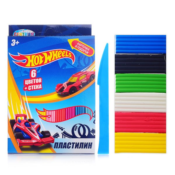 Пластилин 6 цветов "Hot Wheels", картинка "Hot Wheels", 120 гр,  стека пластиковая, картонная упаковка с европодвесом