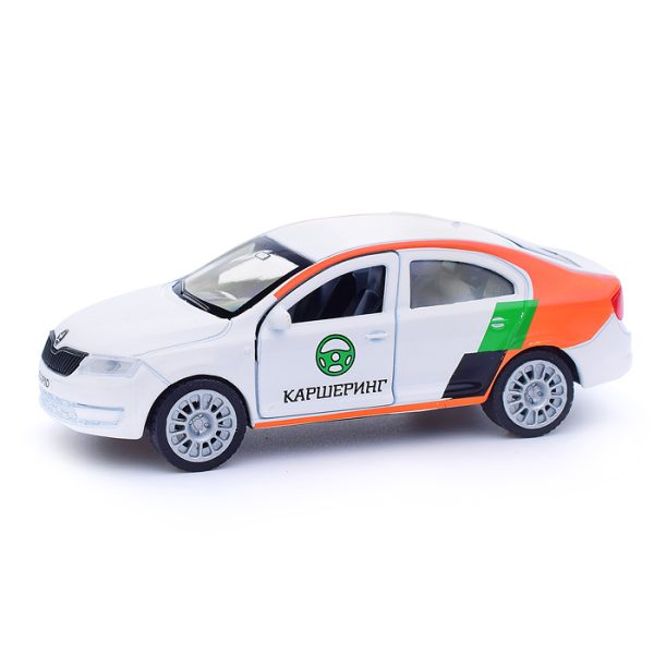 Машина металл Skoda Rapid Каршеринг, 12 см, (откр. дв., багаж.,) инерц., в коробке 2