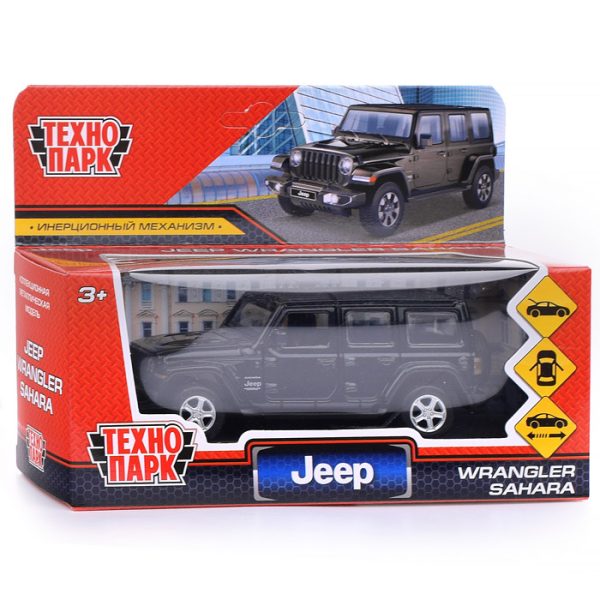 Машина металл Jeep Wrangler Sahara 12 см, двери, багаж, инерц, черный, кор. 4