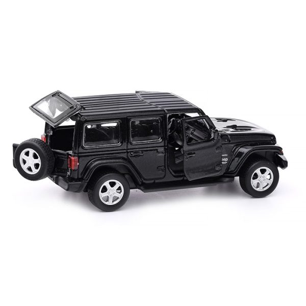 Машина металл Jeep Wrangler Sahara 12 см, двери, багаж, инерц, черный, кор. 3