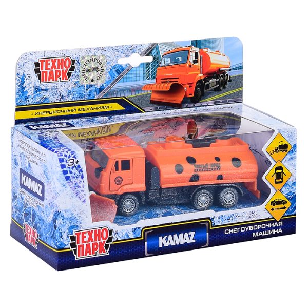 Машина металл KAMAZ Снегоубороч., 14 см, (дв., подв.дет.,) инерц. в коробке 2