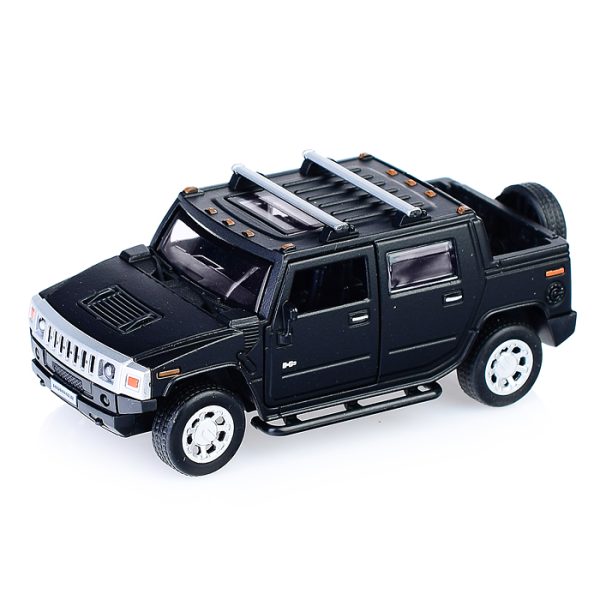 Машина металл Hummer H2 Pickup матовый 12 см, (откр. двери, багажн, черный) в коробке 3