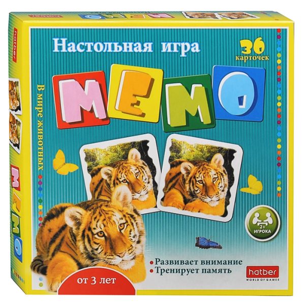 Настольная игра МЕМО "В мире животных" 36 карточек