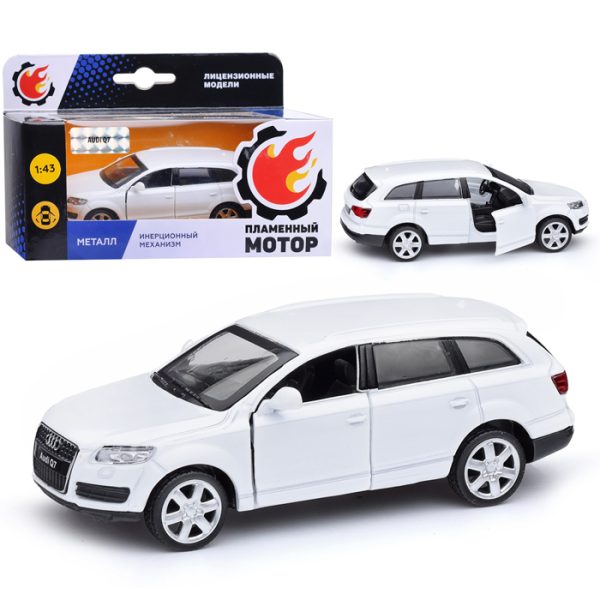 Машина металл. 1:43 Audi Q7, откр. двери, белый, 11 см.