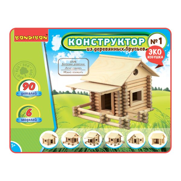 Конструктор из деревянных брусьев №1, BOX 26x7x21 см 2