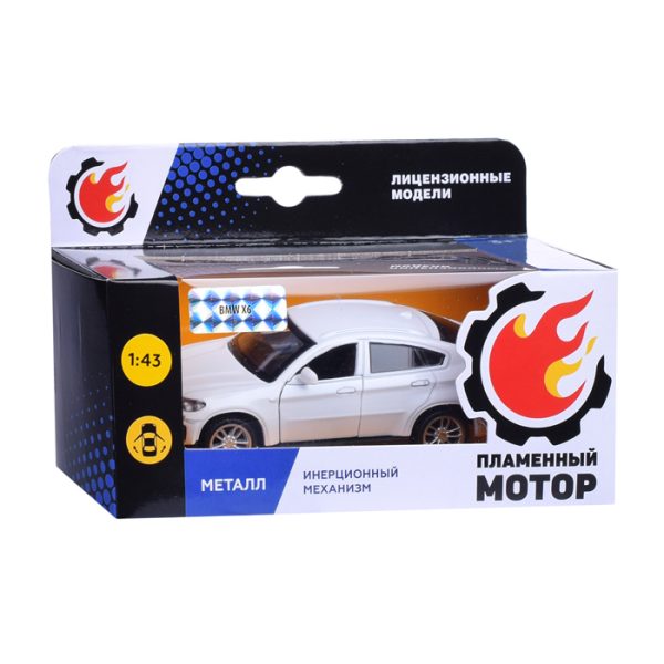 Машина металл. 1:43 BMW X6, откр.двери, белый, 12см 4