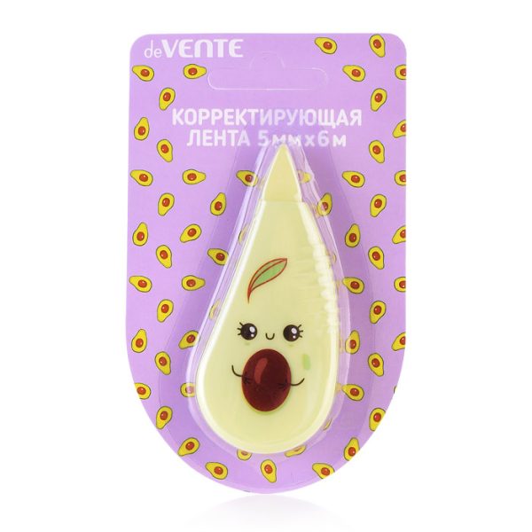 Корректирующая лента "Avocado" 5 ммx06 м, регулировка натяжения ленты, зеленый непрозрачный корпус, фронтальный аппликатор, в картонном блистере