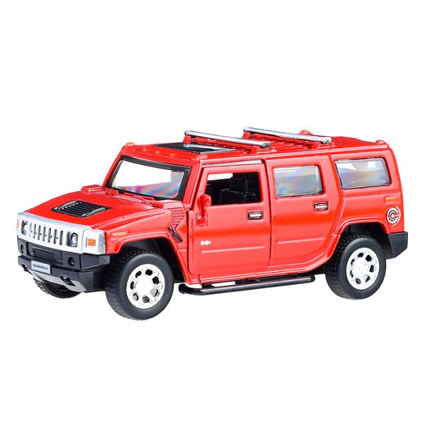 Машина металл. Hummer "Hummer H2", 12см, (откр дв, багаж, красный) инерц, в коробке 3