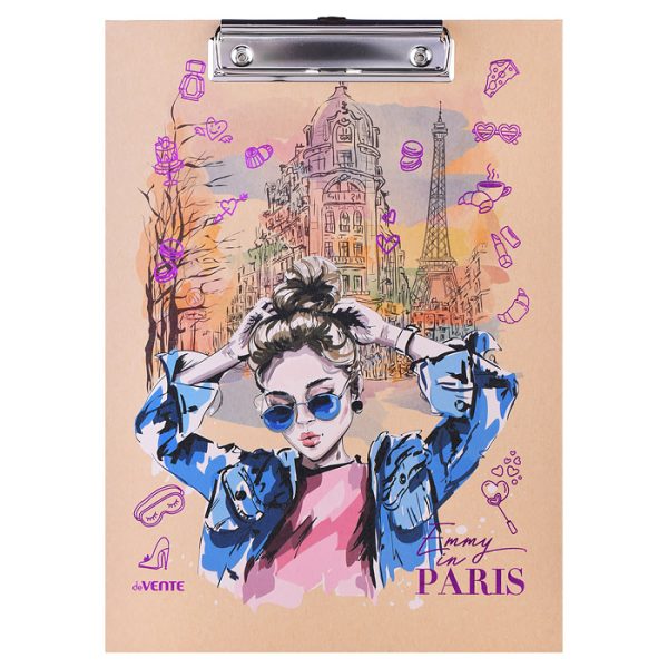 Клипборд "Emmy in Paris" A4 (225x315 мм) картон толщина 2 мм, крафт бумага, тиснение фольгой, индивидуальная упаковка