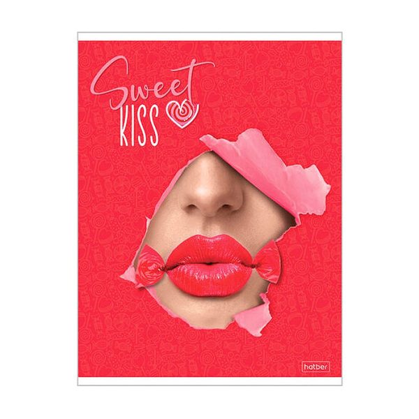 Тетрадь 48л А5ф клетка, на скобе, серия  -Sweet kiss- 2